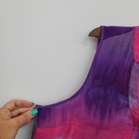 Womens 2X Sleeveless Ombre Tank Top Unique Spectrum Purple Pink Boho High Low - Picture 11 of 15
